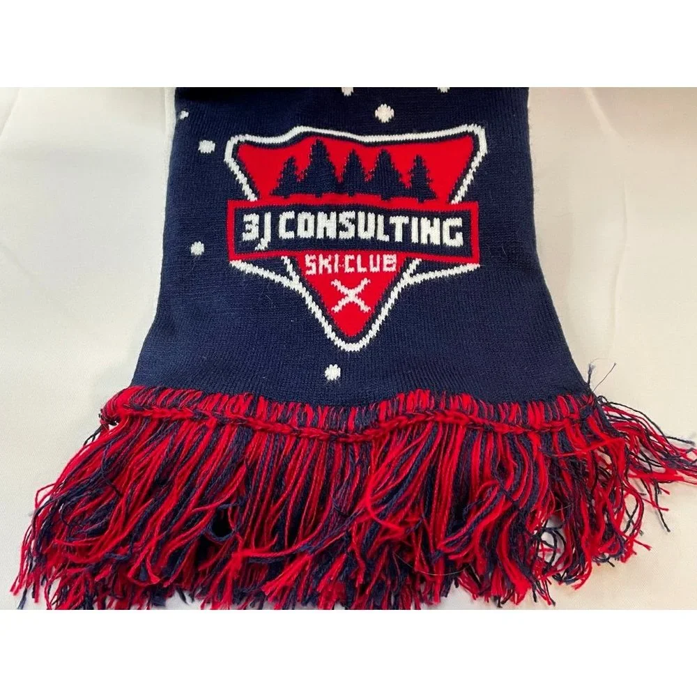 The Snow Must Go On scarf Ski Die Hard Custom scarves made USA red white blue